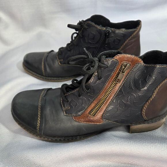 Remonte D4378-16 womens fashion comfort short boots, size 39/8.5, blue & brown - Picture 3 of 8